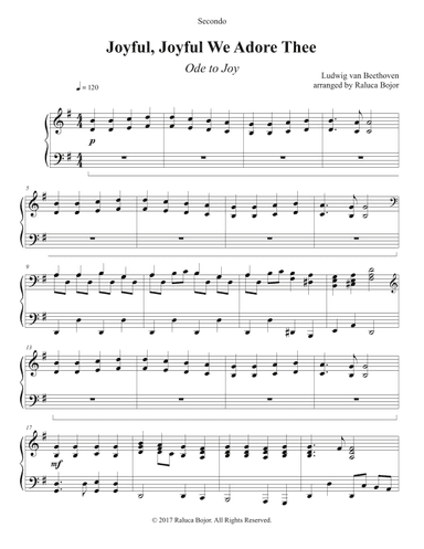 Ode to Joy / Joyful Joyful We Adore Thee (Piano Duet) (arr. Raluca Bojor)