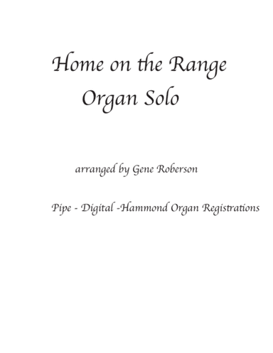 Home on the Range Organ Solo (arr. Gene Roberson)