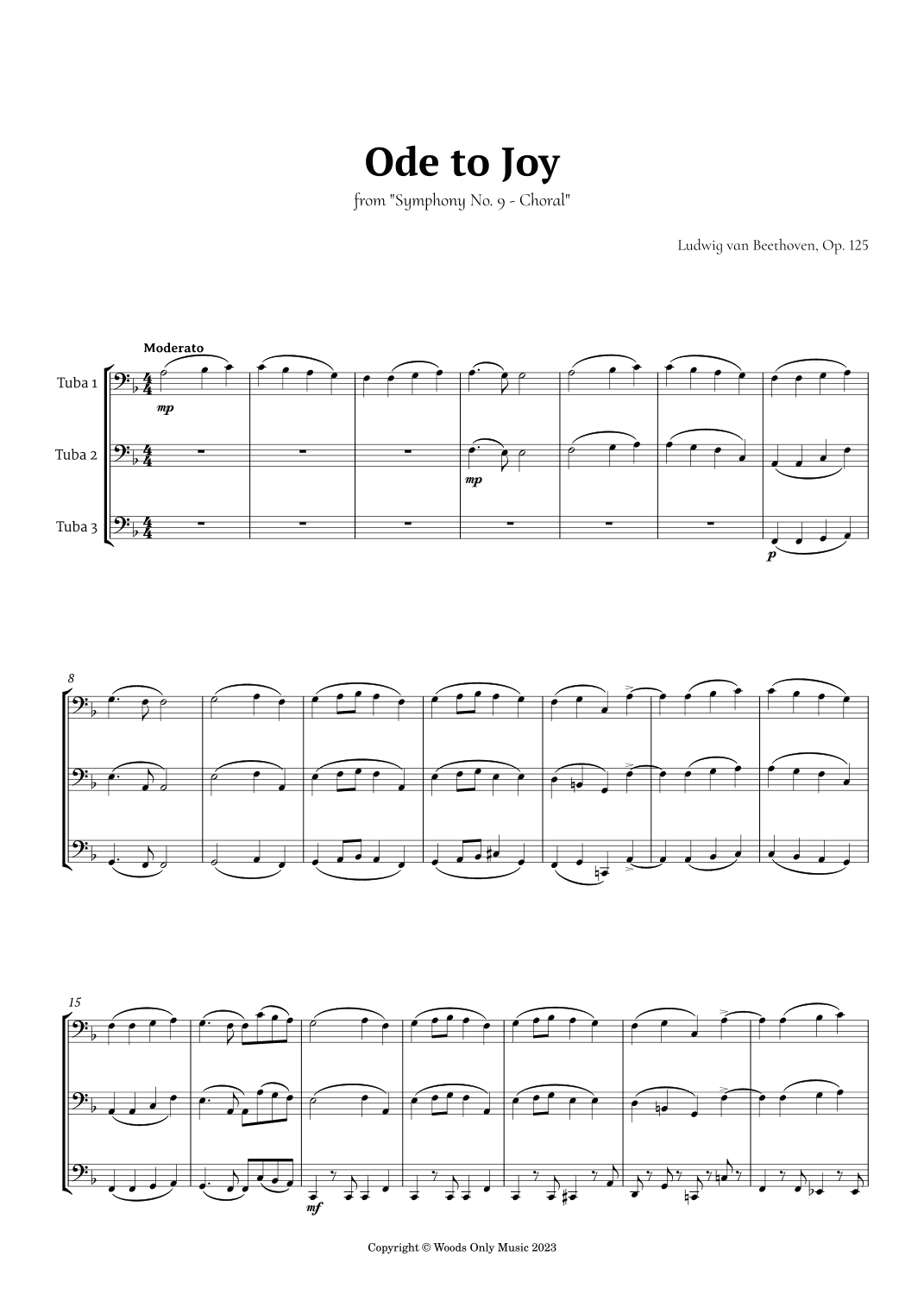 Ode to Joy by Beethoven for Tuba Trio (arr. Ander)