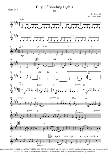 City Of Blinding Lights (arr. Fabio Britto)