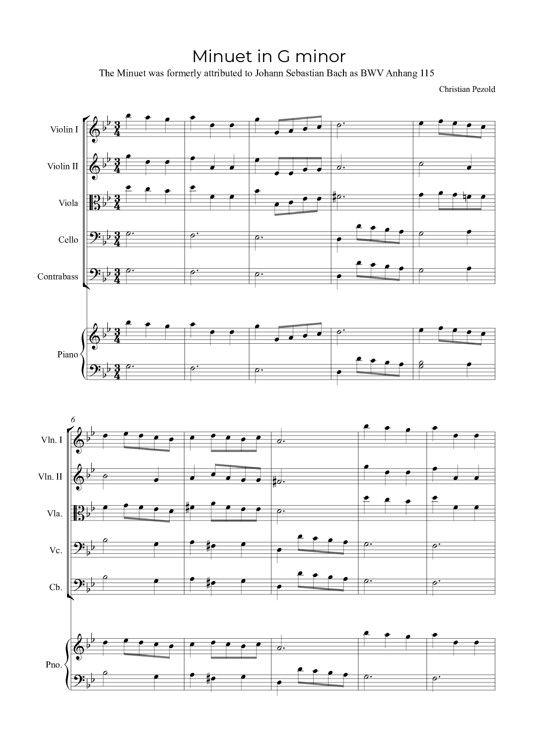 Minuet In G minor (with piano) (arr. Alex Nunes Rodrigues)