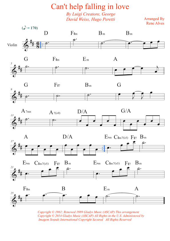 Can't Help Falling In Love (arr. Rene Alves)