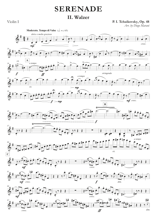 "Walzer" from Serenade Op. 48 for String Quartet (arr. Diego Marani)