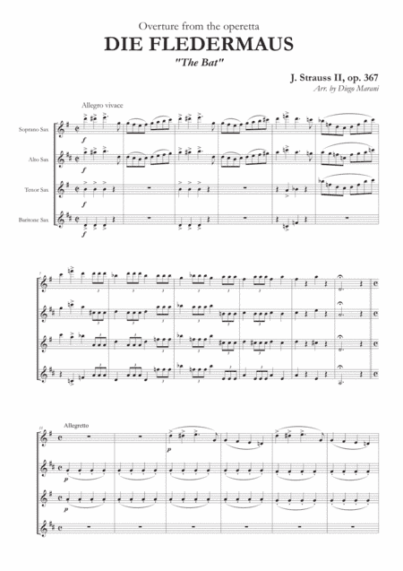 Overture from "The Bat" for Saxophone Quartet (arr. Diego Marani)