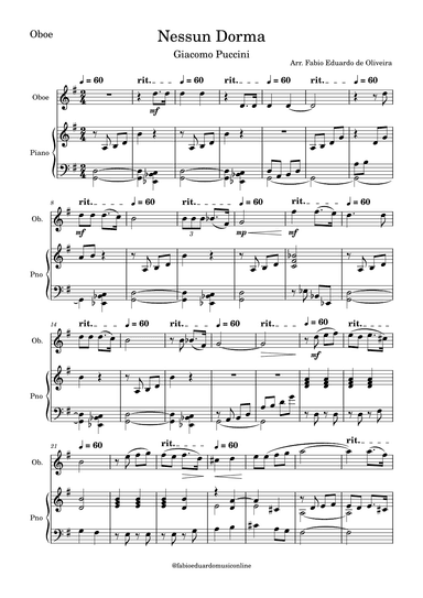 Nessun Dorma (Puccini) (arr. Fabio Eduardo de Oliveira)