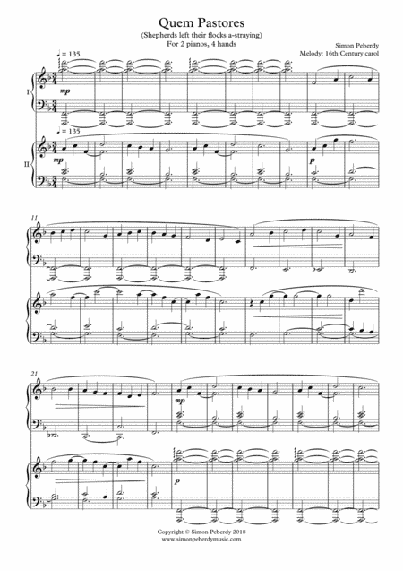 Quem Pastores Carol variations for 2 pianos 4 hands by Simon Peberdy (arr. Simon Peberdy)