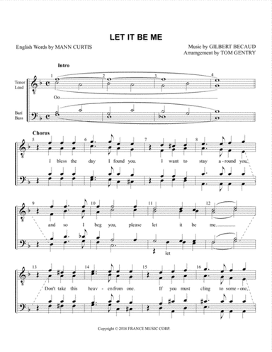 Let It Be Me (je T'appartiens) (arr. Tom Gentry)