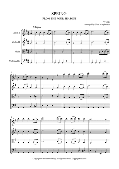 SPRING from the Four Seasons - Easy String Quartet Music (arr. Ellen Macpherson)