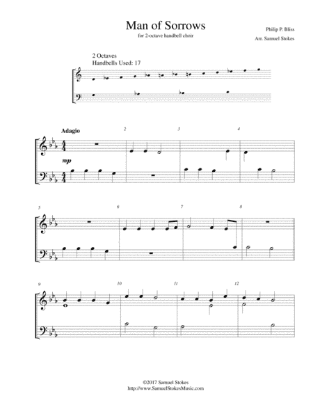 Man of Sorrows (Hallelujah, What a Savior) - for 2-octave handbell choir (arr. Samuel Stokes)