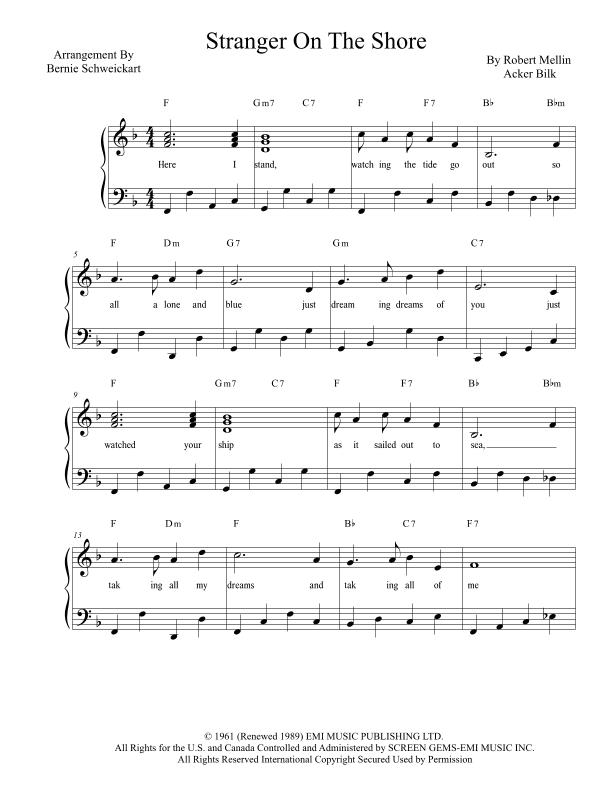 Stranger On The Shore (arr. Bernie Schweickart)