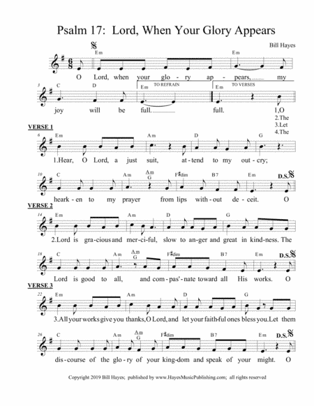 Psalm 17: Lord, When Your Glory Appears
