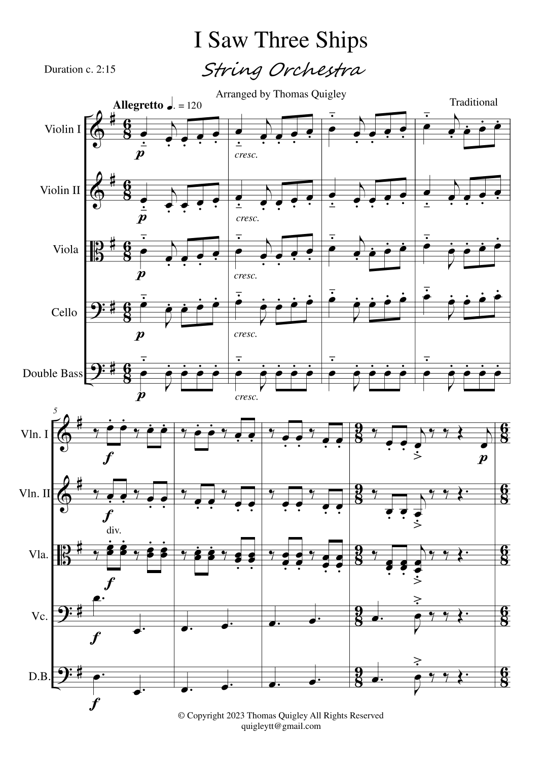 I Saw Three Ships (arr. Thomas Quigley)