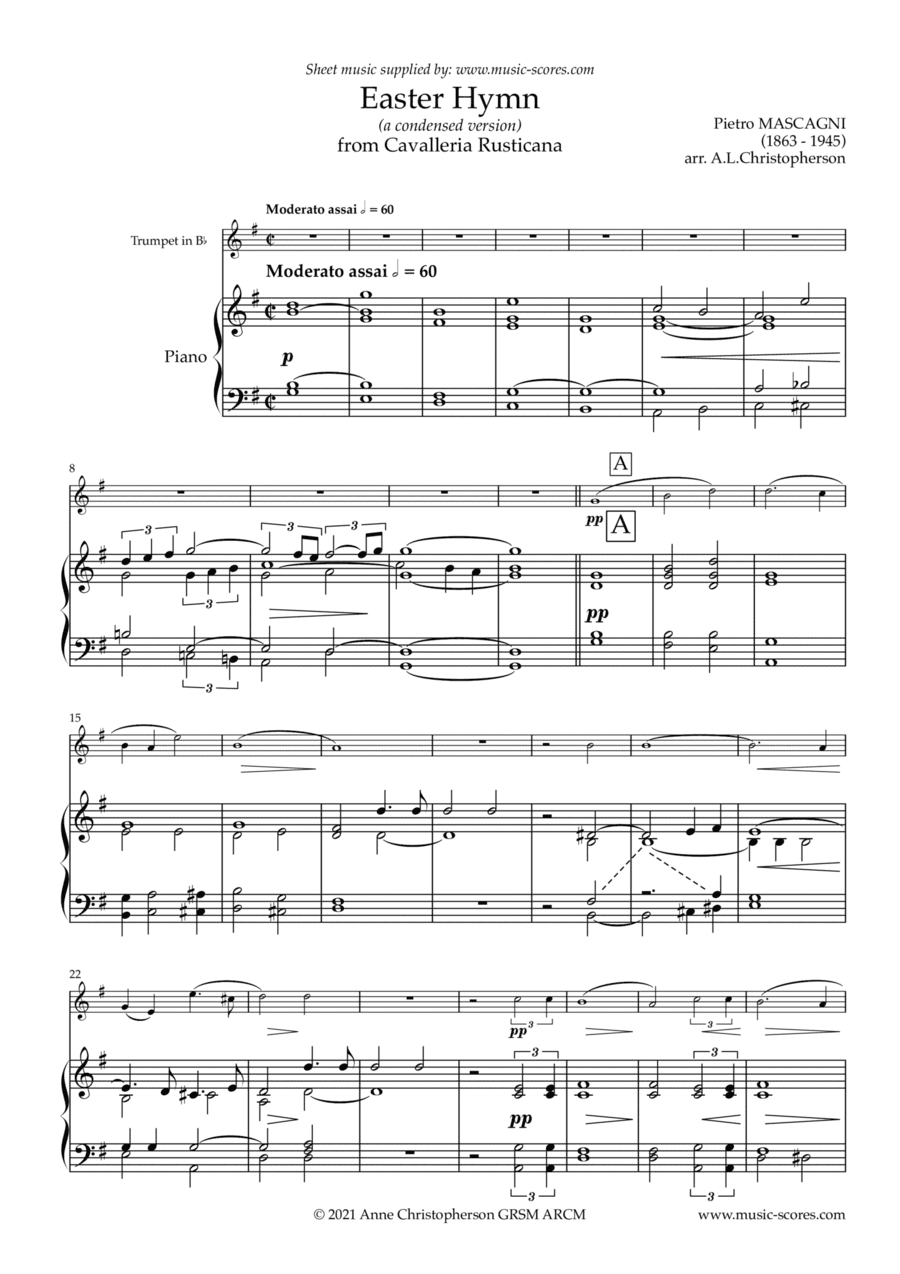 Easter Hymn from Cavaliera Rusticana - Trumpet and Piano (arr. Anne L Christopherson GRSM ARCM)