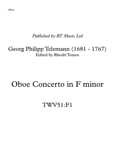 Telemann TWV51:F1 Concerto in F minor - solo parts oboe or trumpets (arr. Rhodri Tomos)