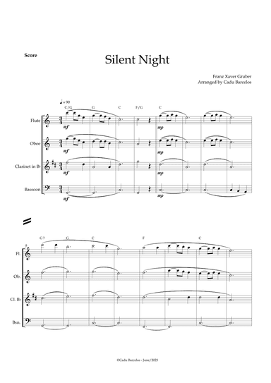 Silent night (Woodwind Quartet) chords (arr. Cadu Barcelos)