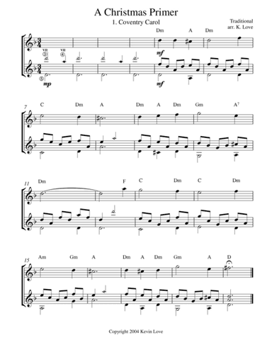 A Christmas Primer (Oboe and Guitar) - Score and Parts (arr. Kevin Love)