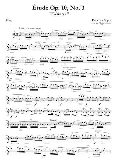 Etude Op. 10, No. 3 for Flute & Piano (arr. Diego Marani)