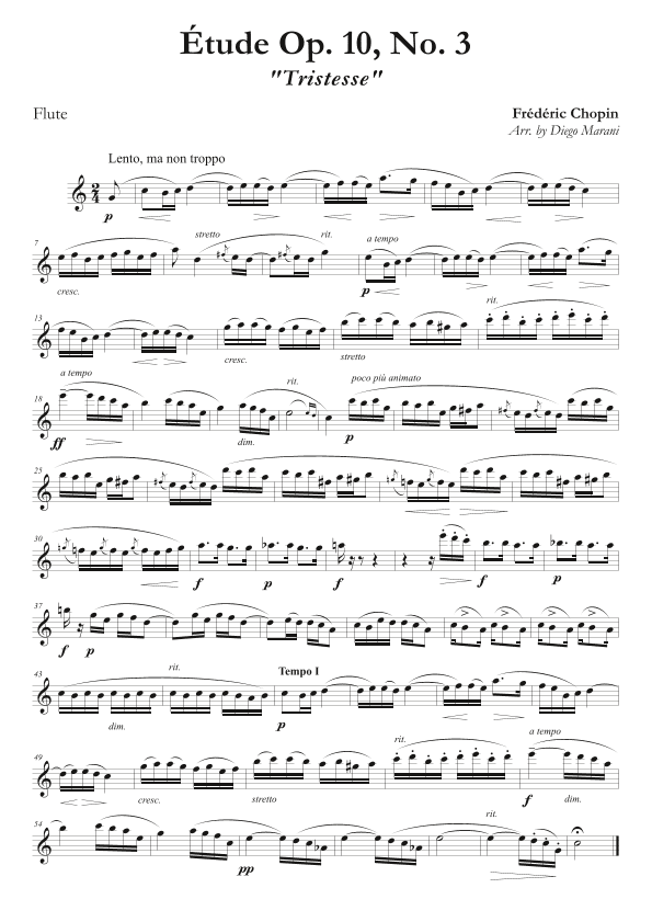 Etude Op. 10, No. 3 for Flute & Piano (arr. Diego Marani)