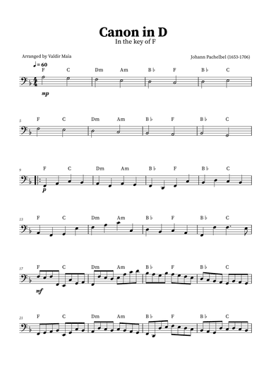 Canon in D - Bassoon Solo (+CHORDS) (arr. Valdir Maia)