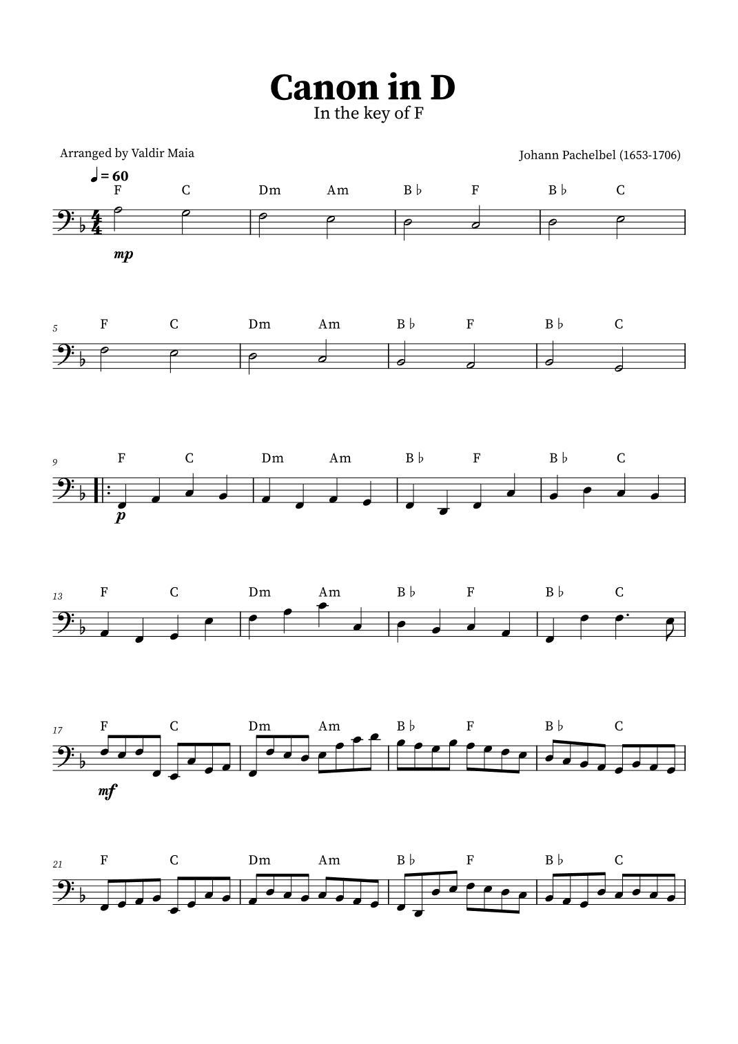 Canon in D - Bassoon Solo (+CHORDS) (arr. Valdir Maia)