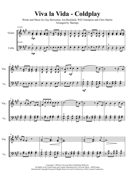 Viva La Vida (arr. Marmpy)