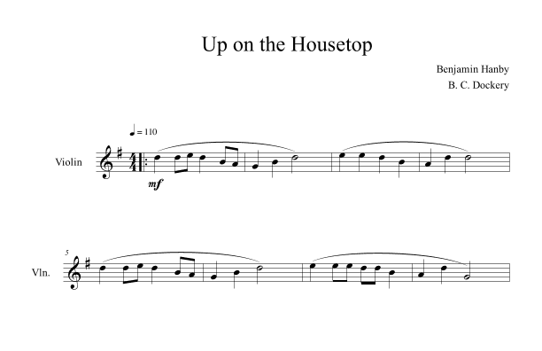 Up on the Housetop (Violin Solo) (arr. B. C. Dockery)