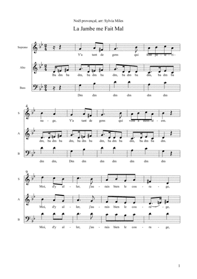 La Jambe me Fait Mal (arr. Sylvia Miles)