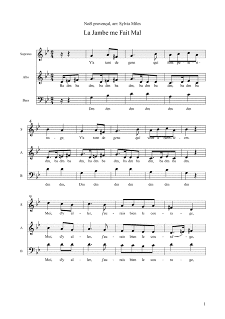 La Jambe me Fait Mal (arr. Sylvia Miles)