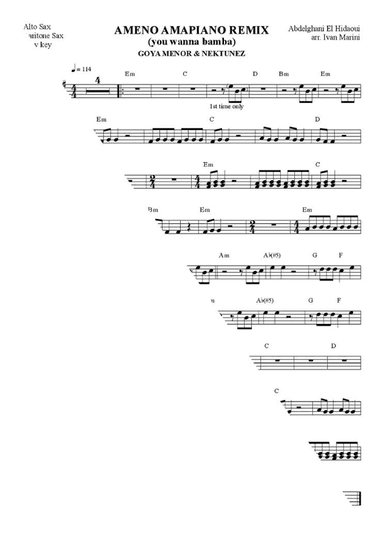 Ameno Amapiano Remix (you Wanna Bamba) (arr. Ivan Marini)