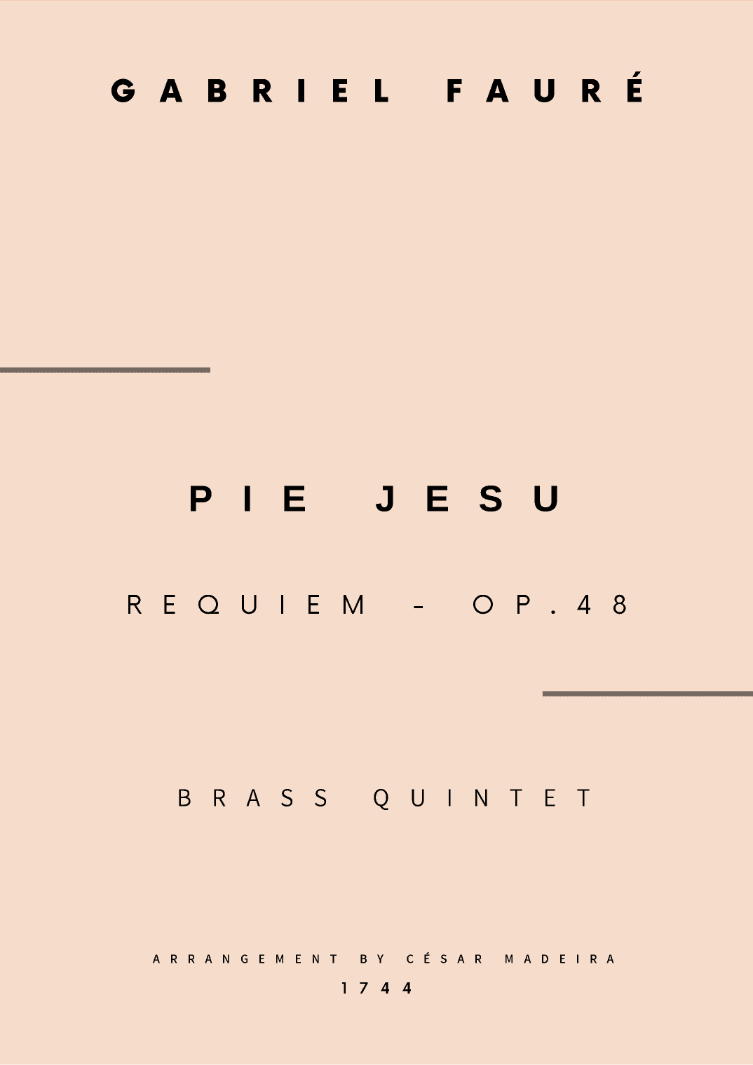 Pie Jesu (Requiem, Op.48) - Brass Quintet (Full Score and Parts) (arr. César Madeira)