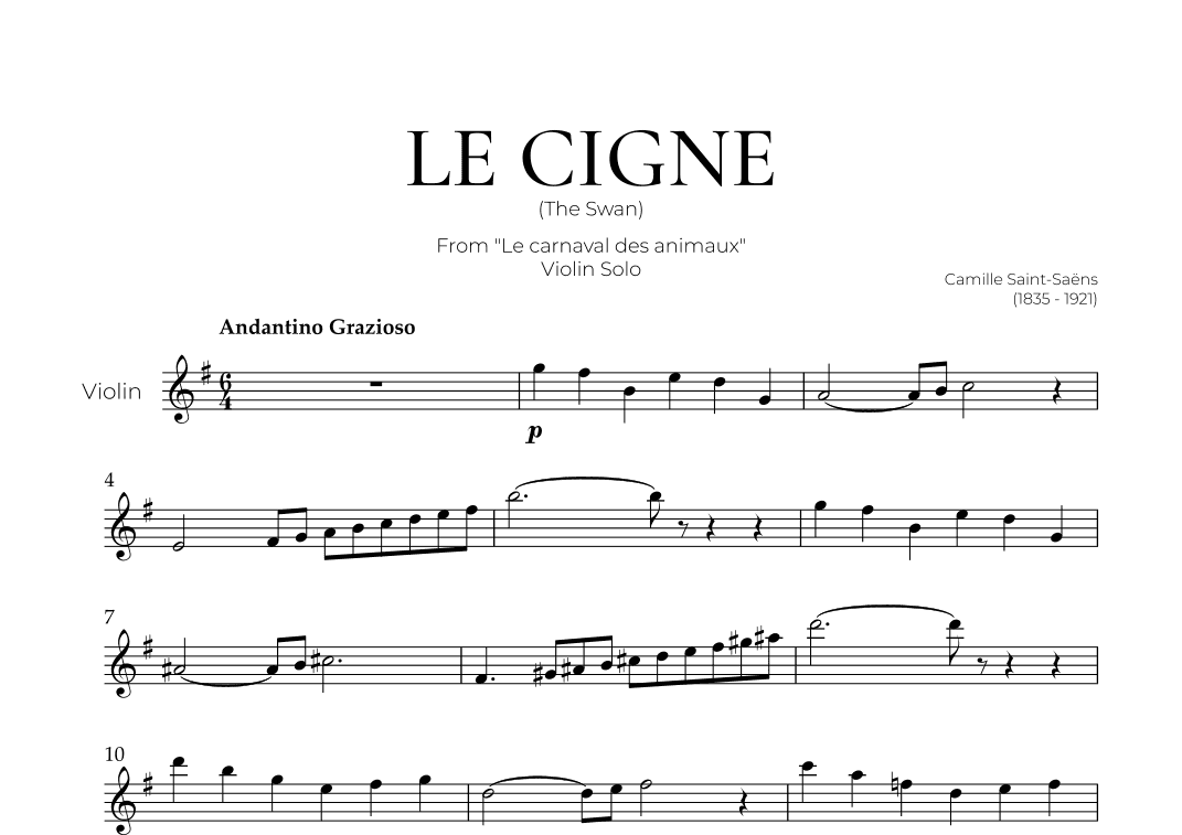 The Swan (Violin Solo) - Saint Saens (arr. Pedro Merendi)