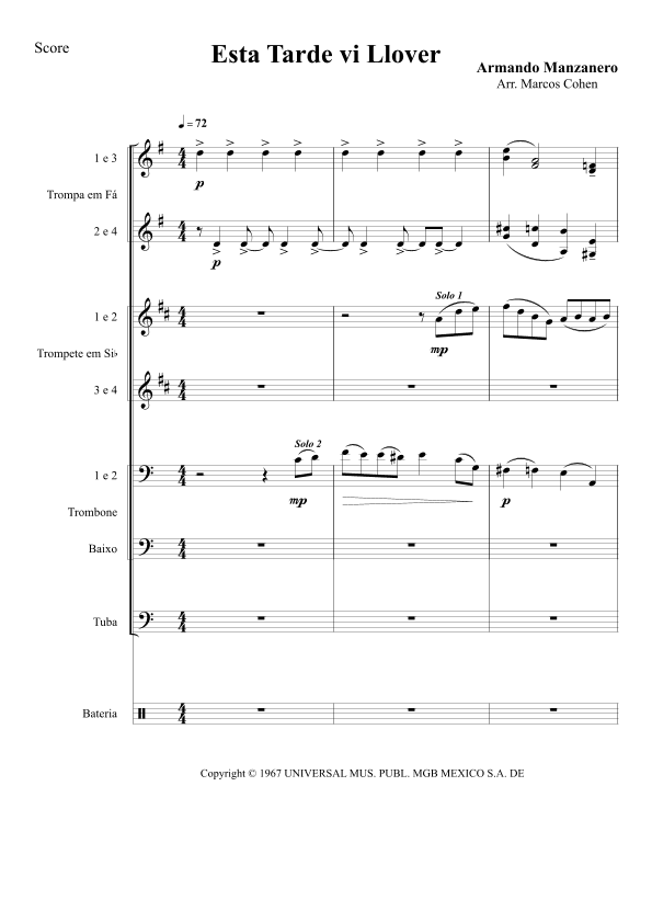 Esta Tarde Vi Llover (arr. Marcos Cohen)