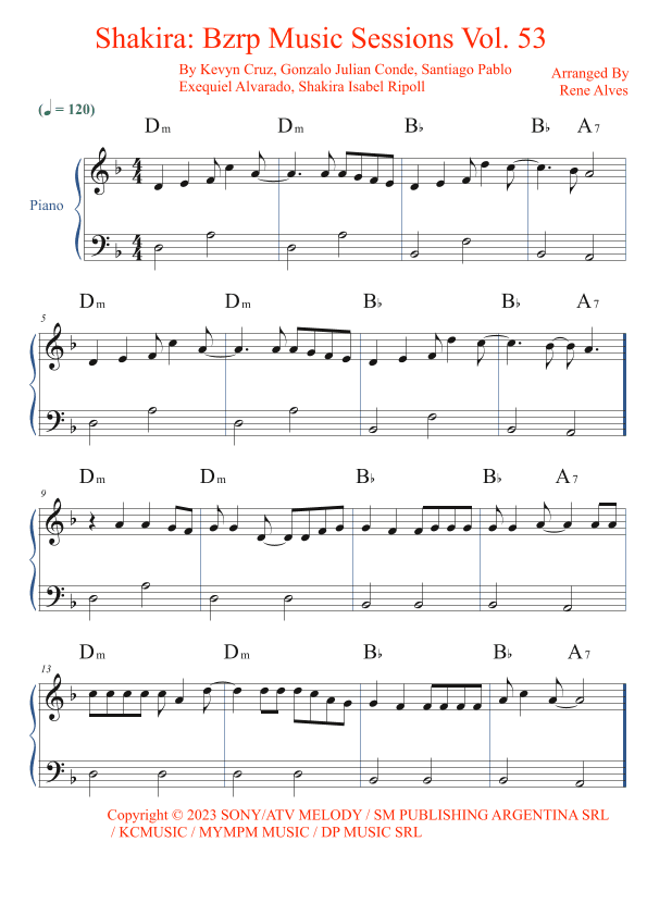Shakira: Bzrp Music Sessions Vol. 53 (arr. Rene Alves)