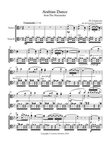 Arabian Dance from The Nutcracker for Viola Duo (arr. Lorento Golofeev)