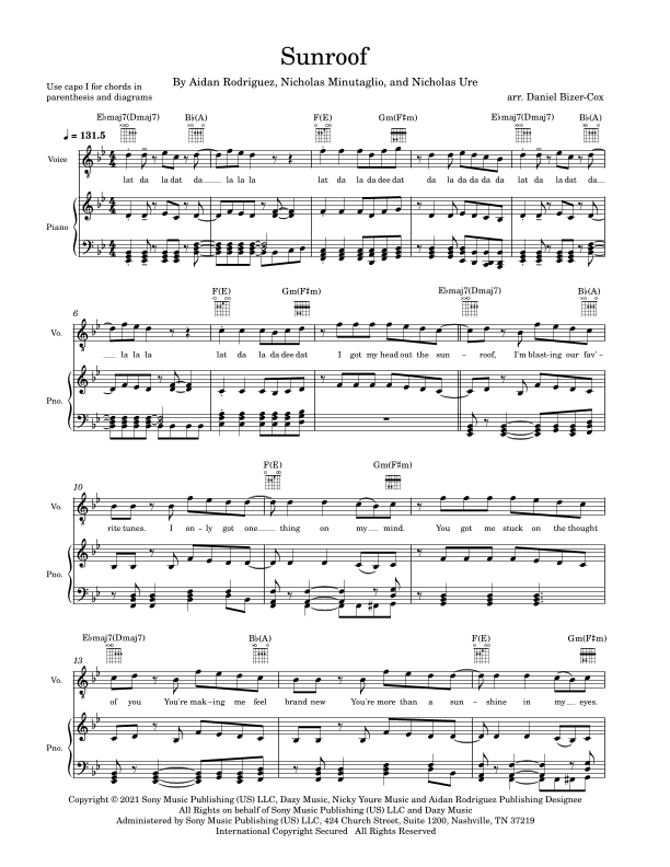 Sunroof (arr. Daniel Bizer-Cox)