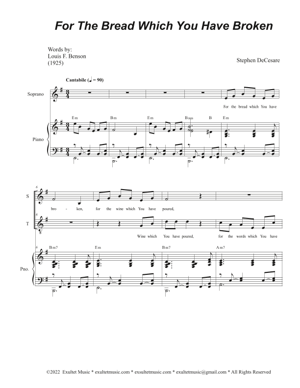 For The Bread Which You Have Broken (2-part choir - (Soprano and Tenor)