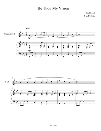 Be Thou My Vision (Clarinet Solo with Piano Accompaniment) (arr. B. C. Dockery)