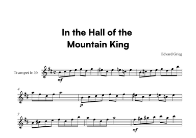 Edvard Grieg - In the Hall of the Mountain King (for Trumpet in Bb Solo) (arr. Cadenza Editions)