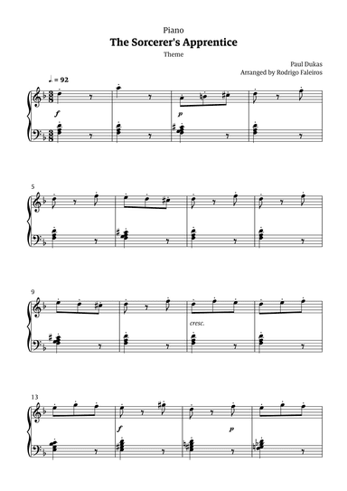 The Sorcerer's Apprentice theme (arr. Rodrigo Faleiros)