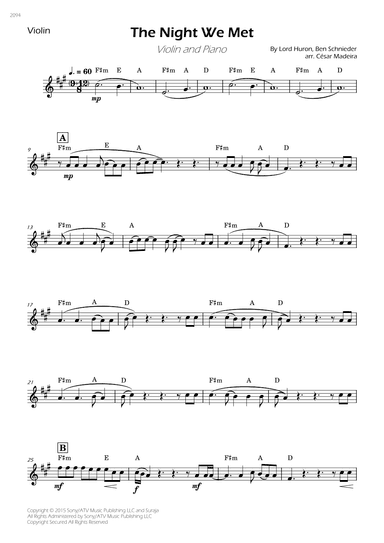 The Night We Met (arr. César Madeira)