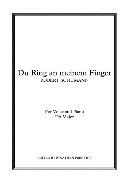 Du Ring an meinem Finger (Db Major) (arr. Jonathan Prentice)