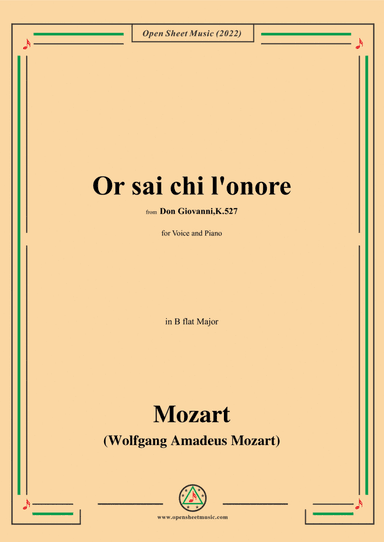 Mozart-Or sai chi l'onore(Aria),in B flat Major (arr. Open Cloud)