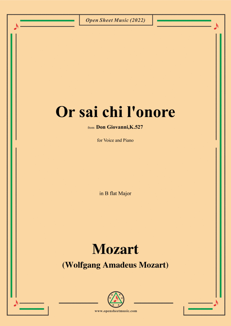 Mozart-Or sai chi l'onore(Aria),in B flat Major (arr. Open Cloud)