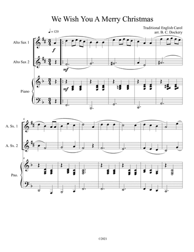 We Wish You A Merry Christmas (Alto Sax Duet with Piano Accompaniment) (arr. B. C. Dockery)