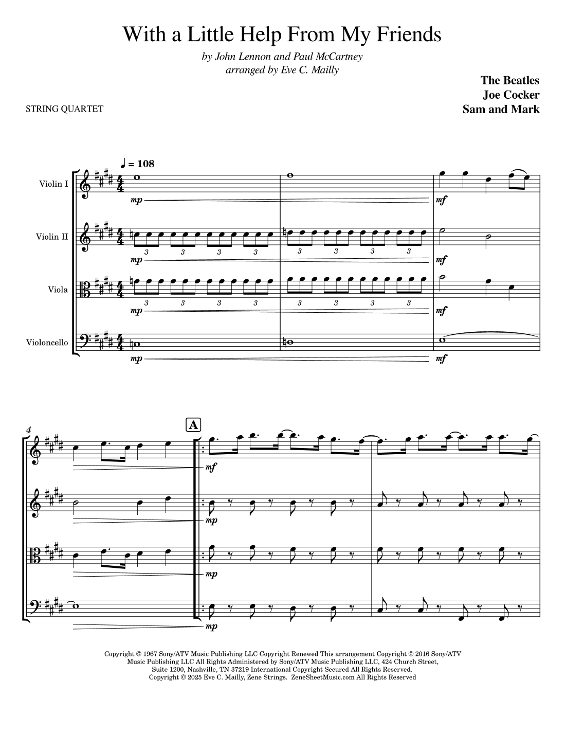 With A Little Help From My Friends (arr. Eve C. Mailly - Zene Strings)