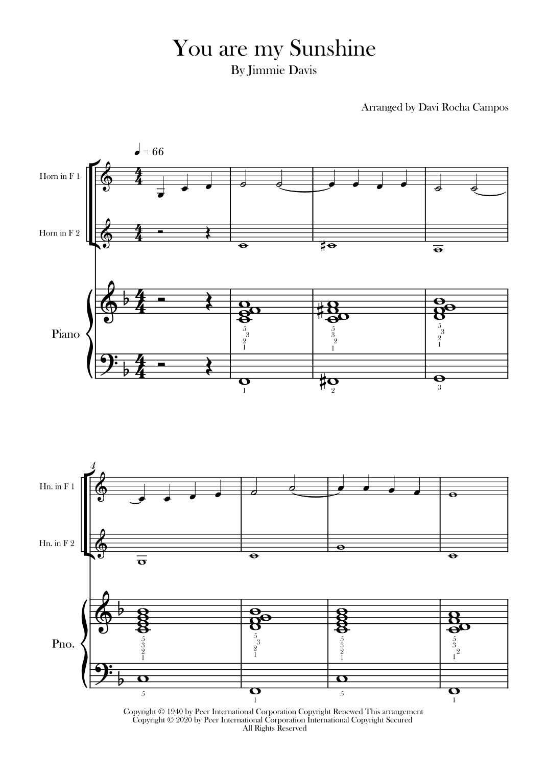 You Are My Sunshine (arr. Davi Rocha Campos)