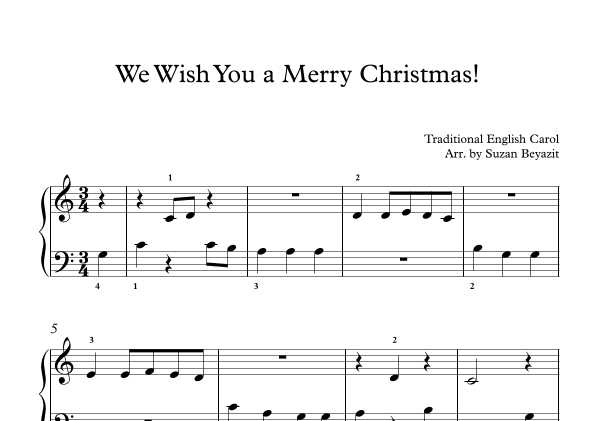We Wish You a Merry Christmas! (Easy Piano Level 1) (arr. Suzan Beyazit)
