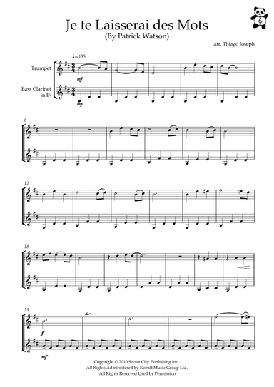 Je Te Laisserai Des Mots (arr. Thiago Joseph)