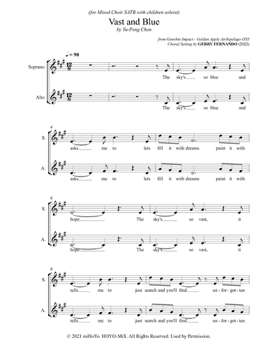 Vast and Blue (from Genshin Impact "Golden Apple Archipelago" OST) (arr. Gerry Fernando)