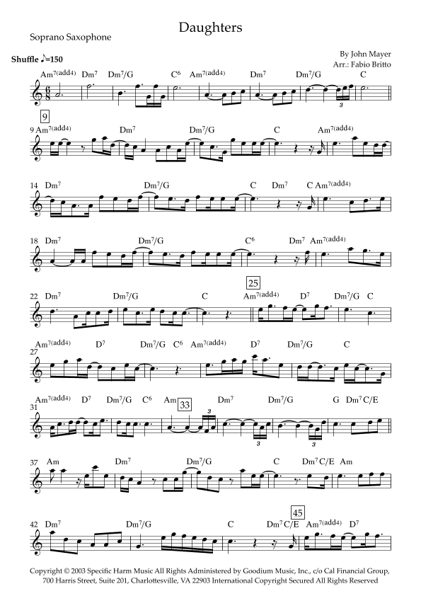 Daughters (arr. Fabio Britto)